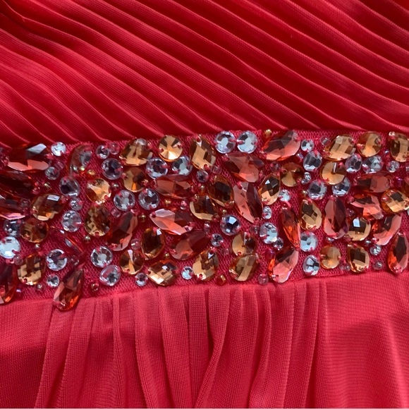 B Darlin Pink Strapless Prom Dress Gown Womens Size 1/2 Bejeweled Beaded Design - Picture 4 of 6